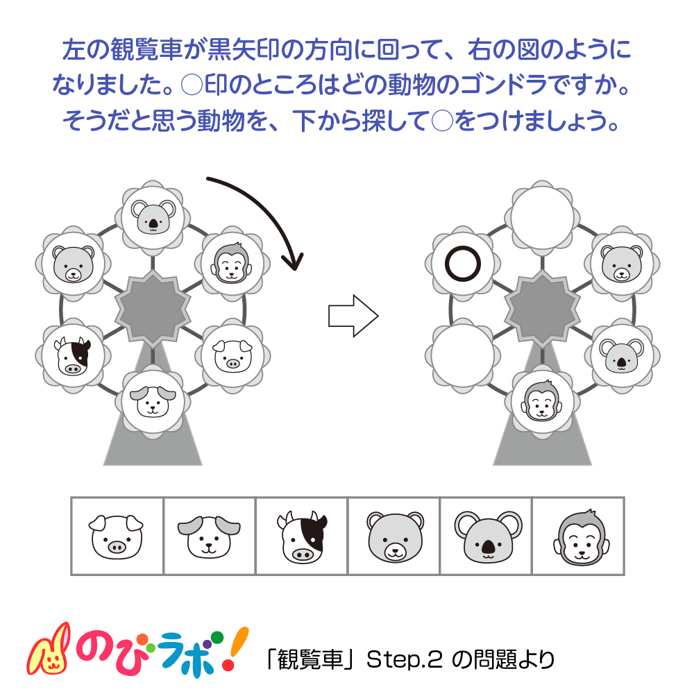 やってみよう！「観覧車」の問題2 | 「のびラボ！」幼児教材・小学校受験・学習プリントのダウンロード販売